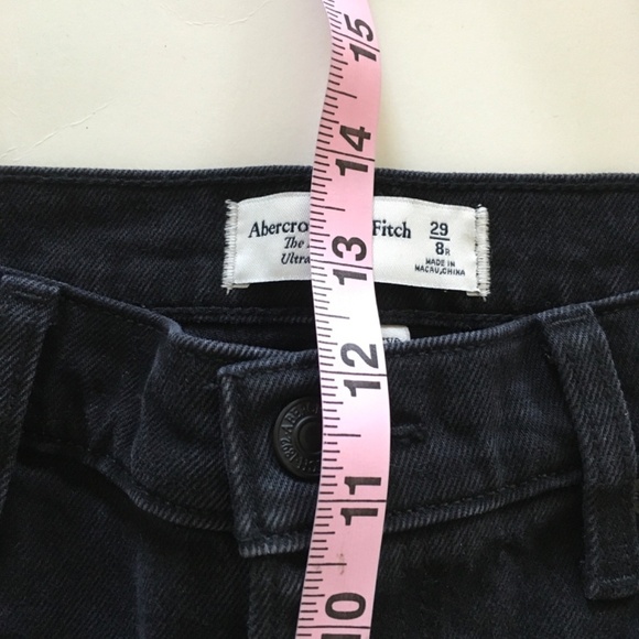 Abercrombie & Fitch Curve Love The Kick Flare Ultra High Rise Jeans 29 8R Black - Picture 13 of 14